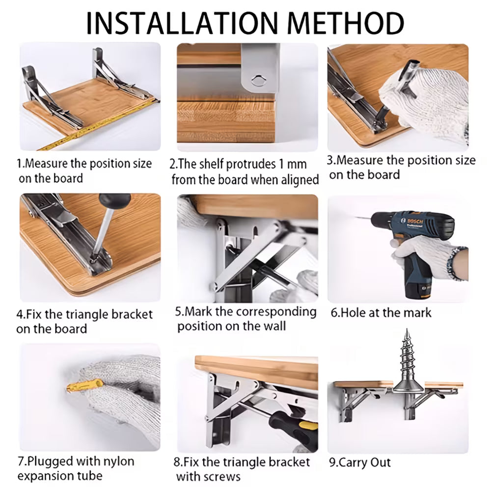 2-Piece Heavy-Duty Adjustable Folding Bracket