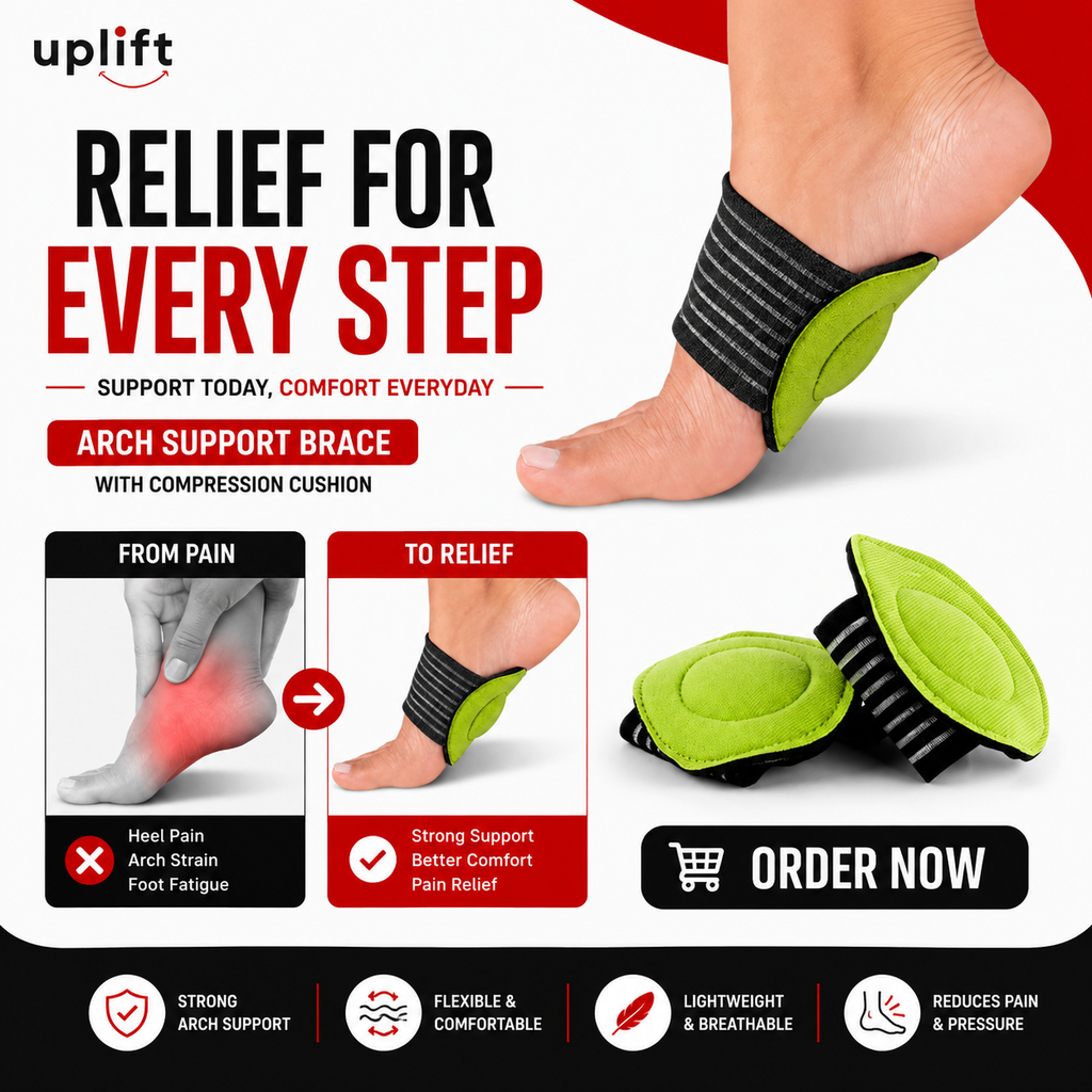 Free Delivery |Uplift 1 Pair Arch Support Brace with Compression Cushion