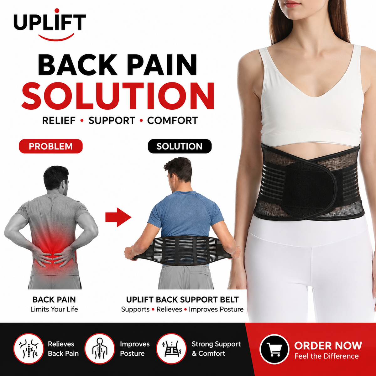 Uplift | Ultra Lumber and Back Support Belt for Back Pain