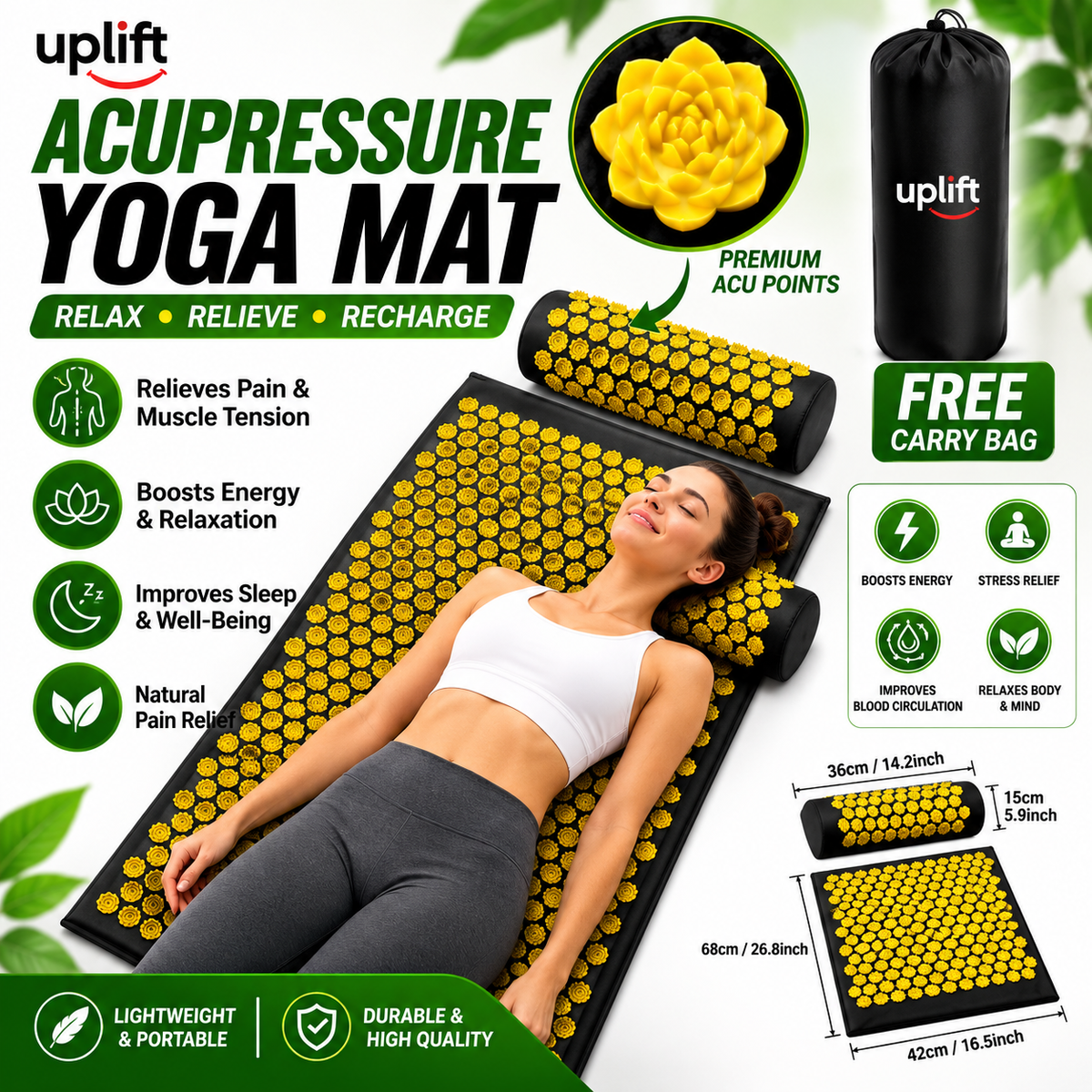 UPLIFT™ | Acupressure Mat & Pillow Set | First Check Then Pay